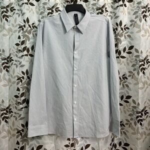 LULULEMON Men's New Venture Classic-Fit LS Shirt Large Blue White Striped